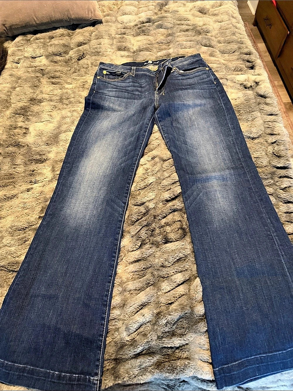 7 For All Mankind Dojo Low Rise Flare Jeans dark Blue Waist 31